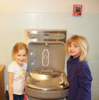Warren School's new water bottle filling station.