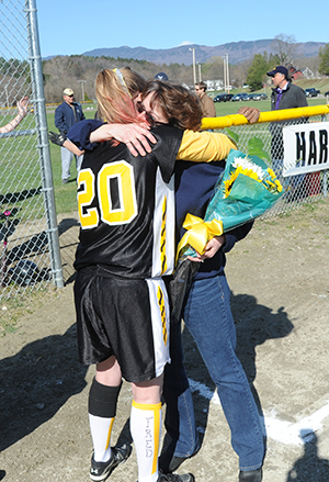 A tribute for former Harwood coach Fred LaRock took place at the opening of the Harwood girl's softball game. on April 25. Photo: Gordon Miller
