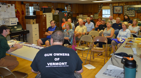 Valley chapter of Gun Owners of Vermont meets candidates for state representative. Photo: Chris Keating