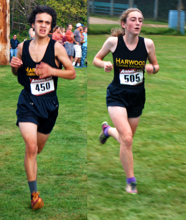 Harwood's Daniel Bevacqui,left, had a third place finish and Erin Magill,right, placed third for the girls at Montpelier. Photos: Laura Caffry