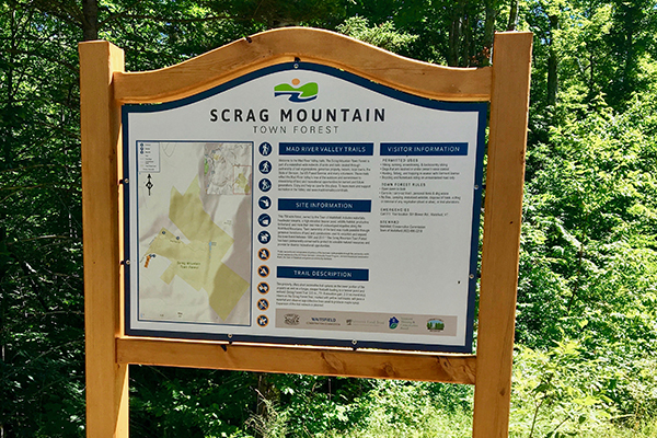 This trailhead kiosk at Scrag Mountain Town Forest in Waitsfield is among those that have been installed as part of a local effort to create unified trail maps for The Valley.