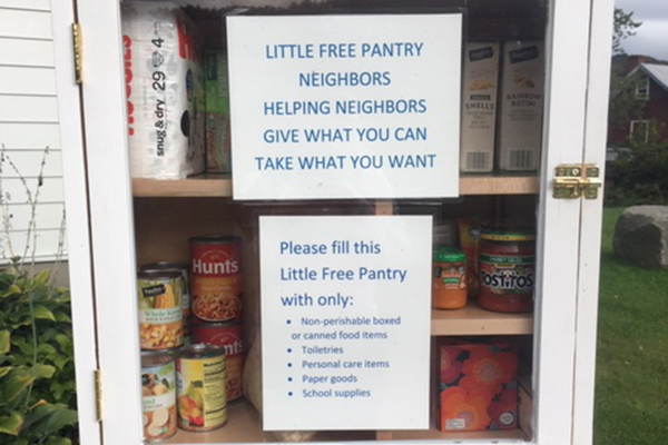 Photo: Katie Martin. Moretown’s Local Service Committee created this free pantry for neighbors in need.