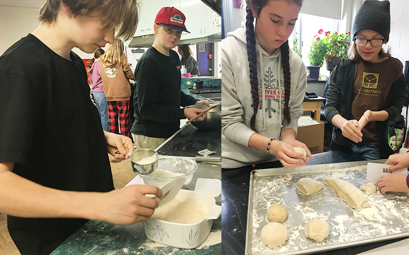 HUMS students learnign to bake and sharing their baked goods with the Mad River Valley Senior Center.