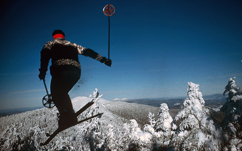 Old school skier, with bamboo poles, at Glen Ellen, now Sugarbush's Mt. Ellen. file photo