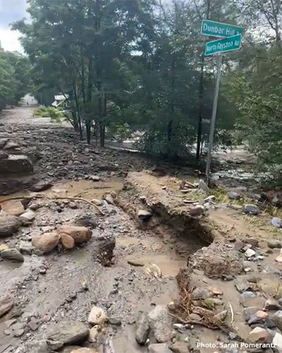 Road damage in Fayston, Vermont