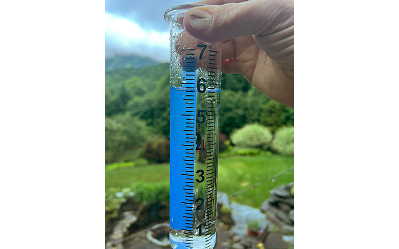 The rain gauge at the Mark Giometti home in Warren from 6 pm Wednesday night, July 10, until 6 a.m. Thursday, July 11.