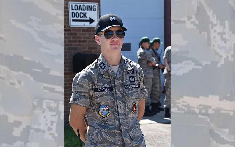 Cadet Commander c/Lt Col. Nathanael Conyers from Waterbury will be a senior at Harwood Union High School in the fall. Photo: Gordon Miller