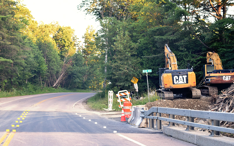 Route 100 through Duxbury is open after flooding destroyed bridges and washed out sections of road. Photo: Jeff Knight