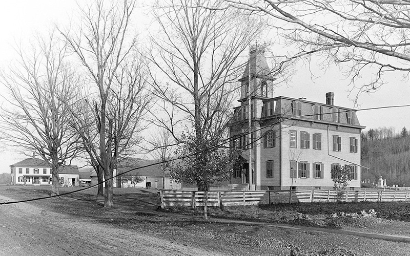 Historic photo of Old High School and Wait House.