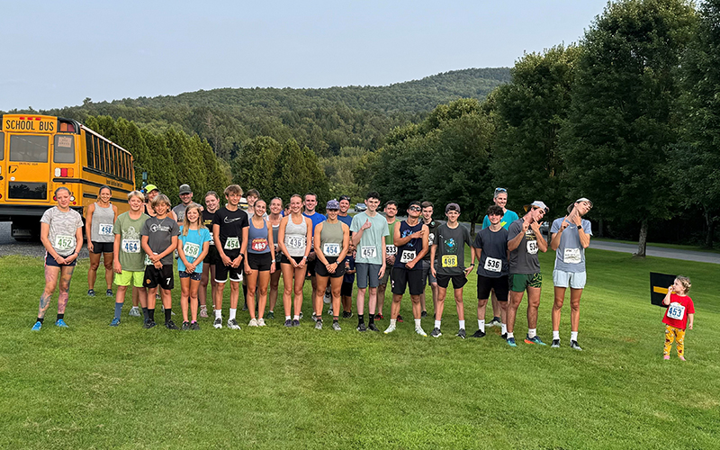 The August 14 Harwood Fun Run attracted over 30 runners to the trails at Crossett Brook. The final Fun Run of the summer was held on Wednesday, August 21. Results were not available at press time. Photo courtesy of Tom Cahalan.