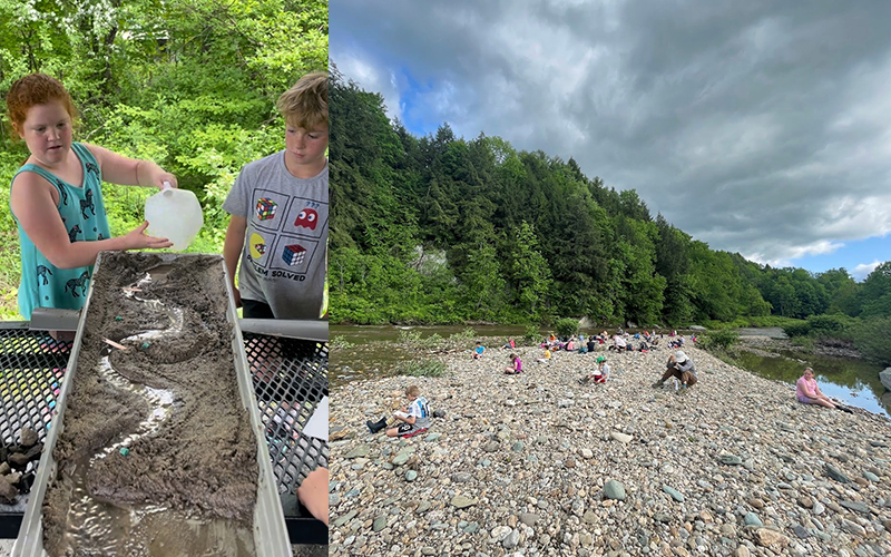 Moretown Elementary School students learning about river dynamics.