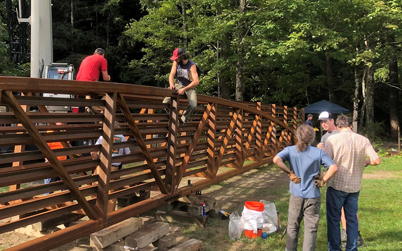 VOREC bike/hike bridge preparation for installation. Photo Eric Friedman