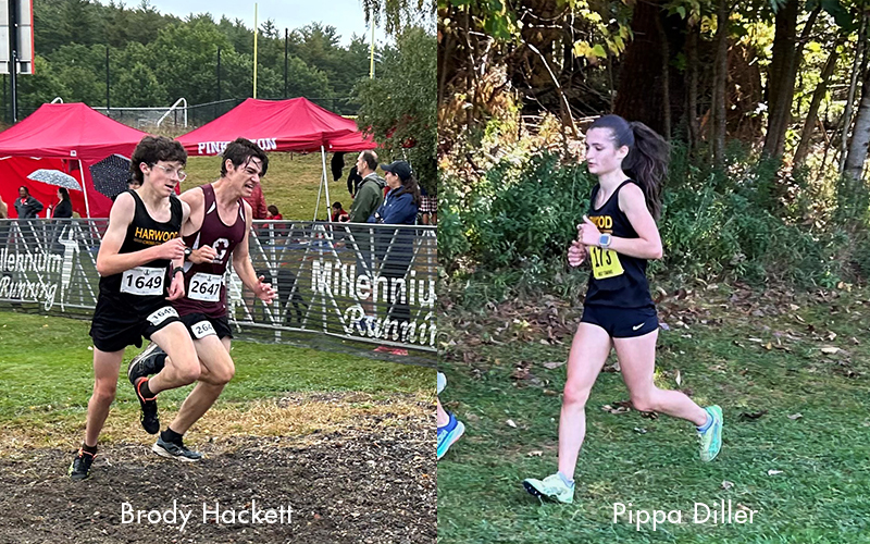 Harwood Union High School runners Brody Hackett and Pippa Diller