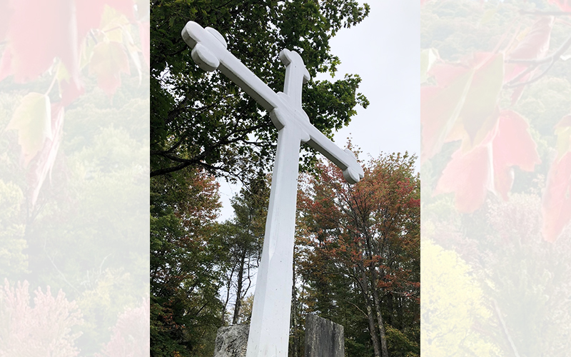 The restored cross at St. Patrick's Cemetery