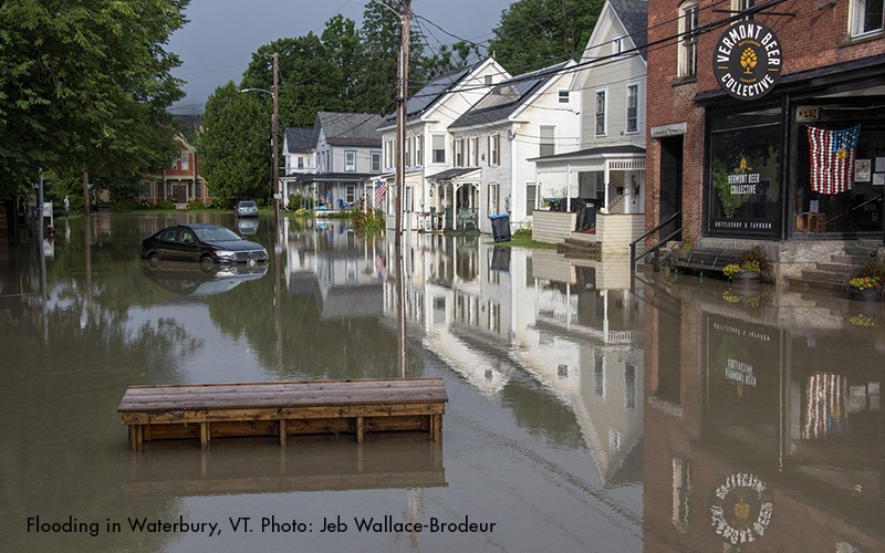 Flooding in Waterbury, VT. Photo: Jeb Wallace-Brodeur