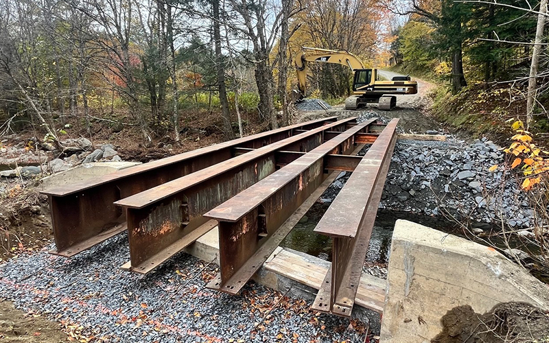 Airport Road in Fayston is being rebuilt after summer flood damage.