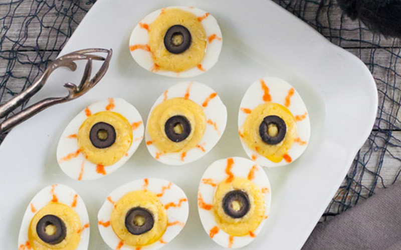 Eyeball deviled eggs