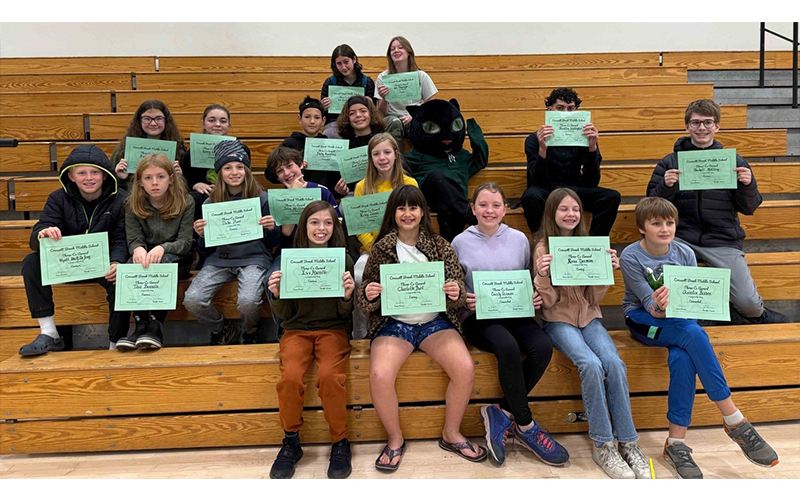 Crossett Brook Middle School students who took trimester 1 awards at a recent school assembly. Courtesy photo