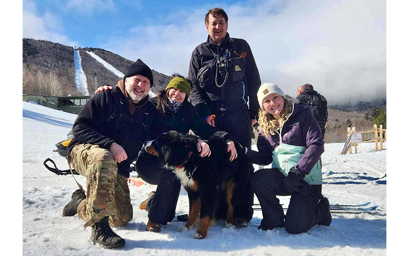 Sully was rescued after being lost for 3-days in the mountains. Rob Russell, Mary K Siciliano, Sully, Mike Siciliano and Anabelle Reisner. 