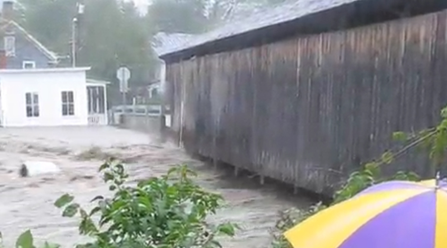 Waitsfield Covered Bridge Flooding T.S. Irene